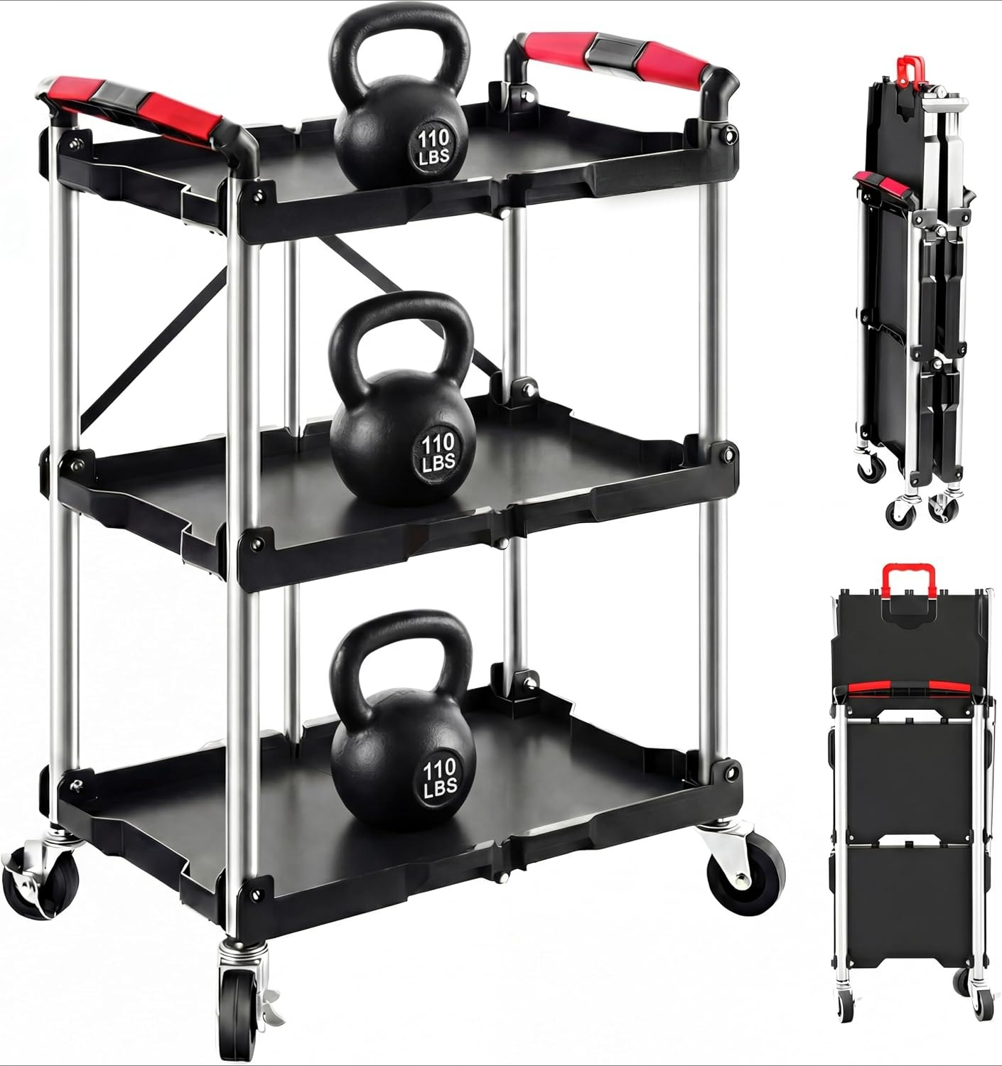 Troli Utilitas Lipat 3 Rak den - Tools For Garage Workshop ulasan dan harga